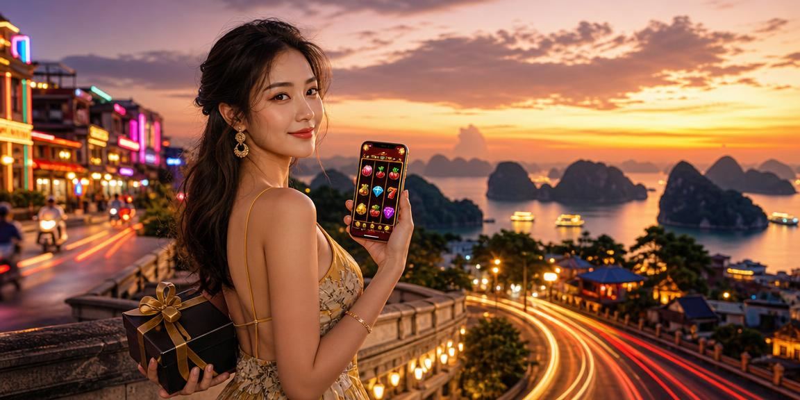 Máy slot với hiệu ứng neon tại Hạ Long Bay