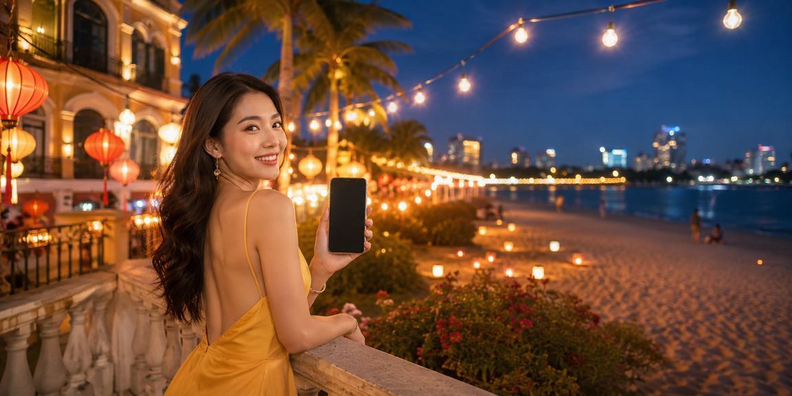 Cảnh bình yên về đêm tại Sài Gòn với ánh sáng lồng đèn